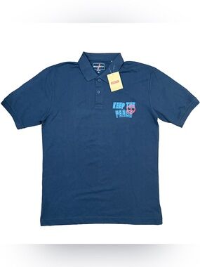 Bench PH - Navy Polo Shirt with Blue 'Keep The Peace' Graphic